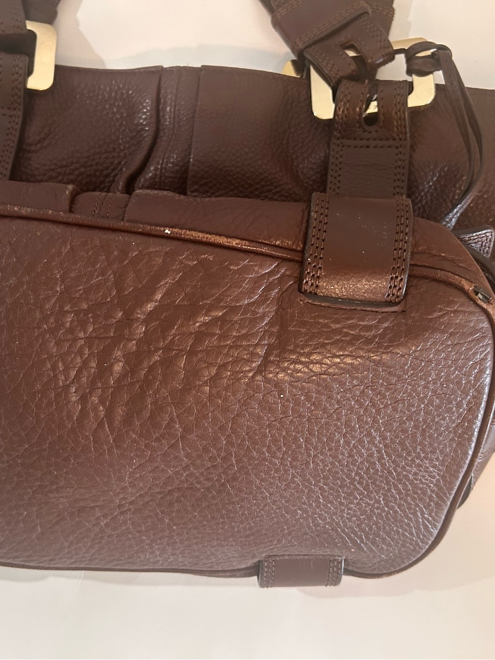 Michael Kors Chocolate Brown Pebbled Leather Shoulder Bag with Gold Hardware - Picture 13 of 13